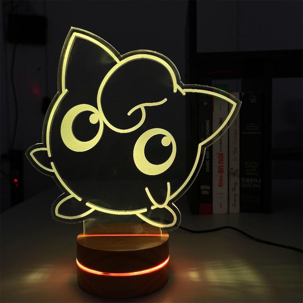 Đèn Led 3D Pokemon Jigglypuff - Đèn Led 16 Màu Hình Nhân Vật Hoạt Hình, Đèn Ngủ Led 3d, Cảm Ứng , Điều Khiển Từ Xa