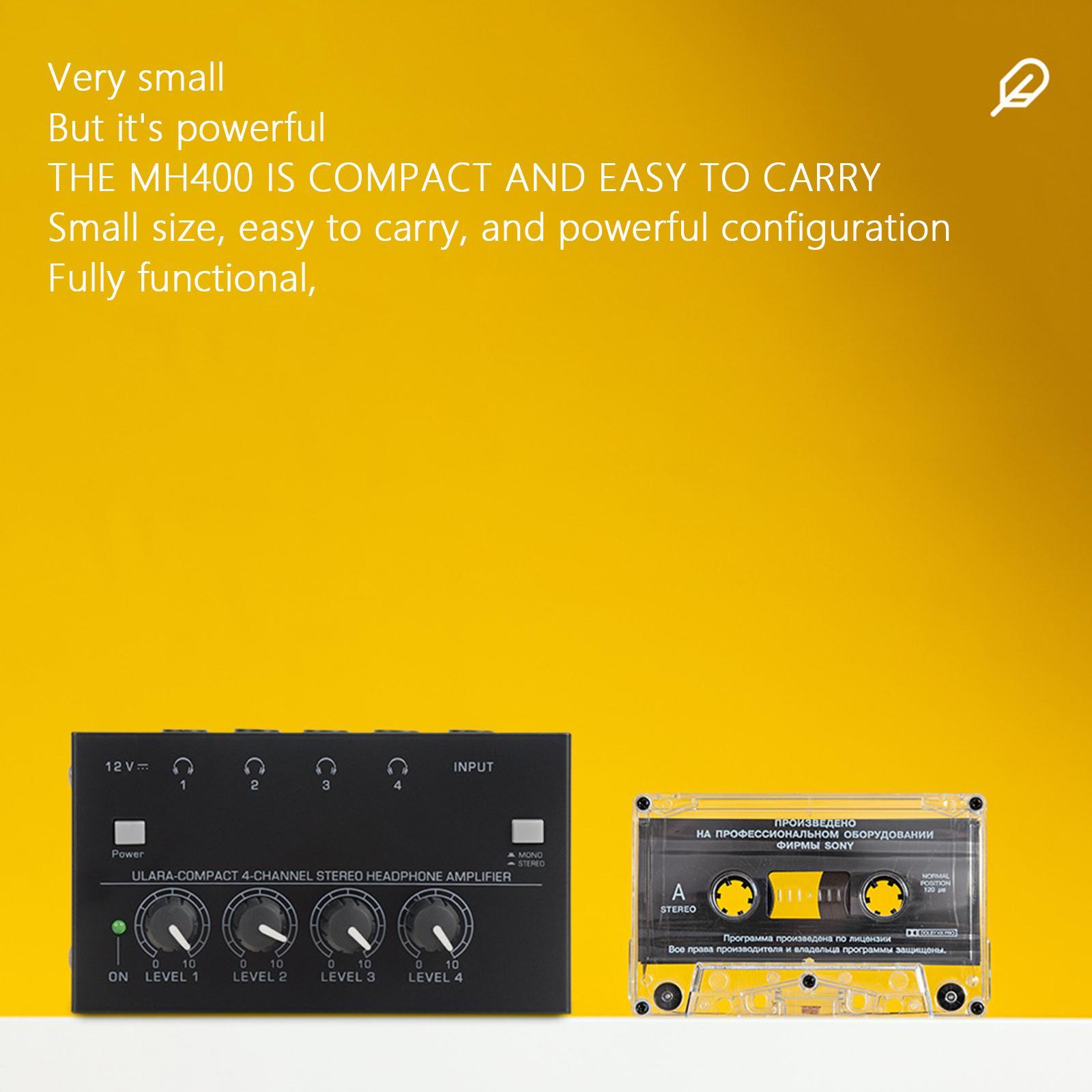 Stereo Headphone Amplifier, 4 Channel Headphone Splitter Amplifier for Studio Mixing