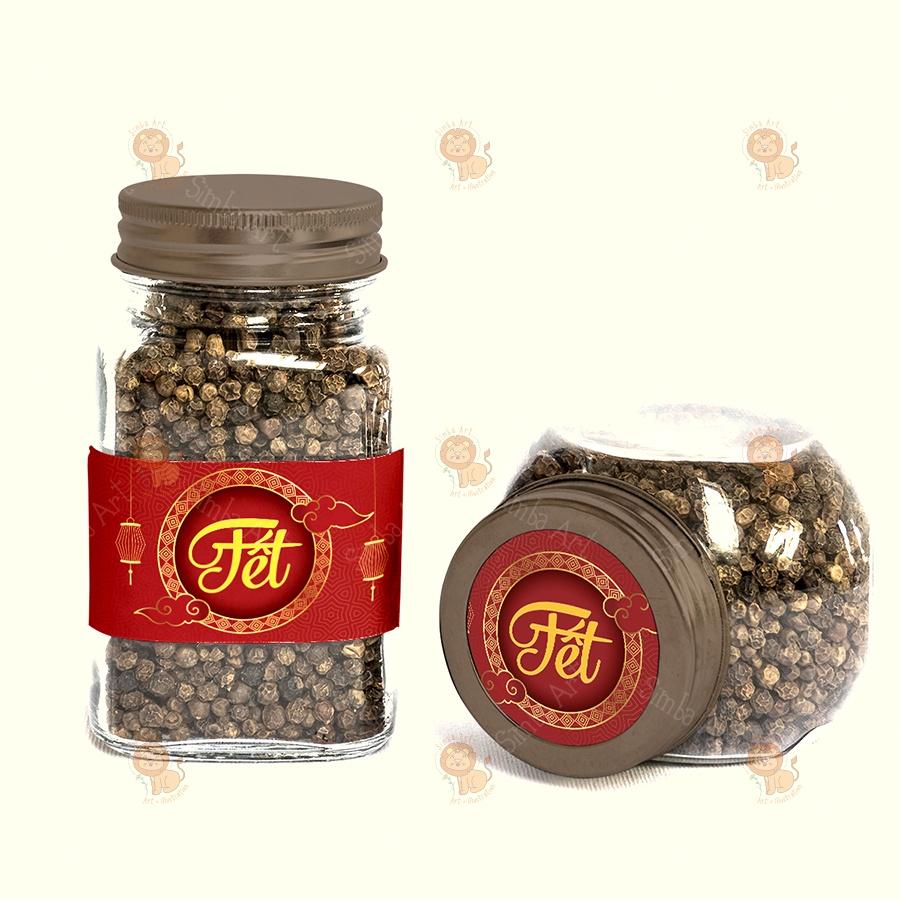 {XẢ HÀNG} Combo 16 Tem dán hộp, hủ, chai, lọ đựng mứt Tết, khô, hộp quà tặng( kích thước 7 X 4,6cm)