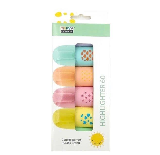 Bộ 6 Bút Dạ Quang Marvy 60 - Màu PASTEL HL60P - 6V