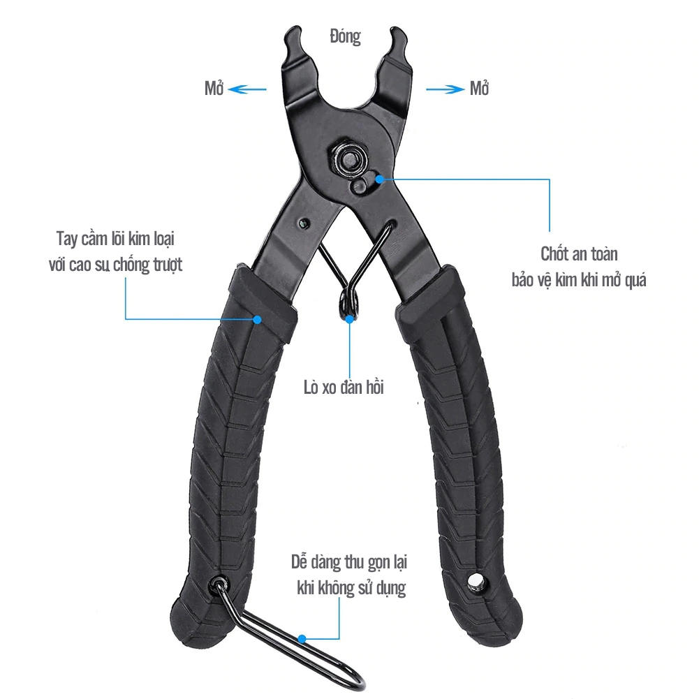 Hình ảnh Kìm Cắt Sên Xích Xe Đạp KC-02, chất liệu thép, tay cầm cao su chống trượt, giúp tháo mở thu ngắn dây (loại lớn dài 16cm) 2 Trong 1 - Mai Lee