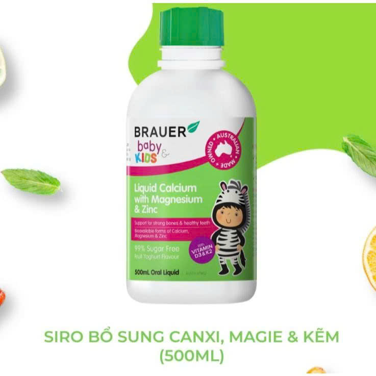 Siro Brauer Baby &amp; Kids Liquid Calcium with Magnesium &amp; Zinc 500mL