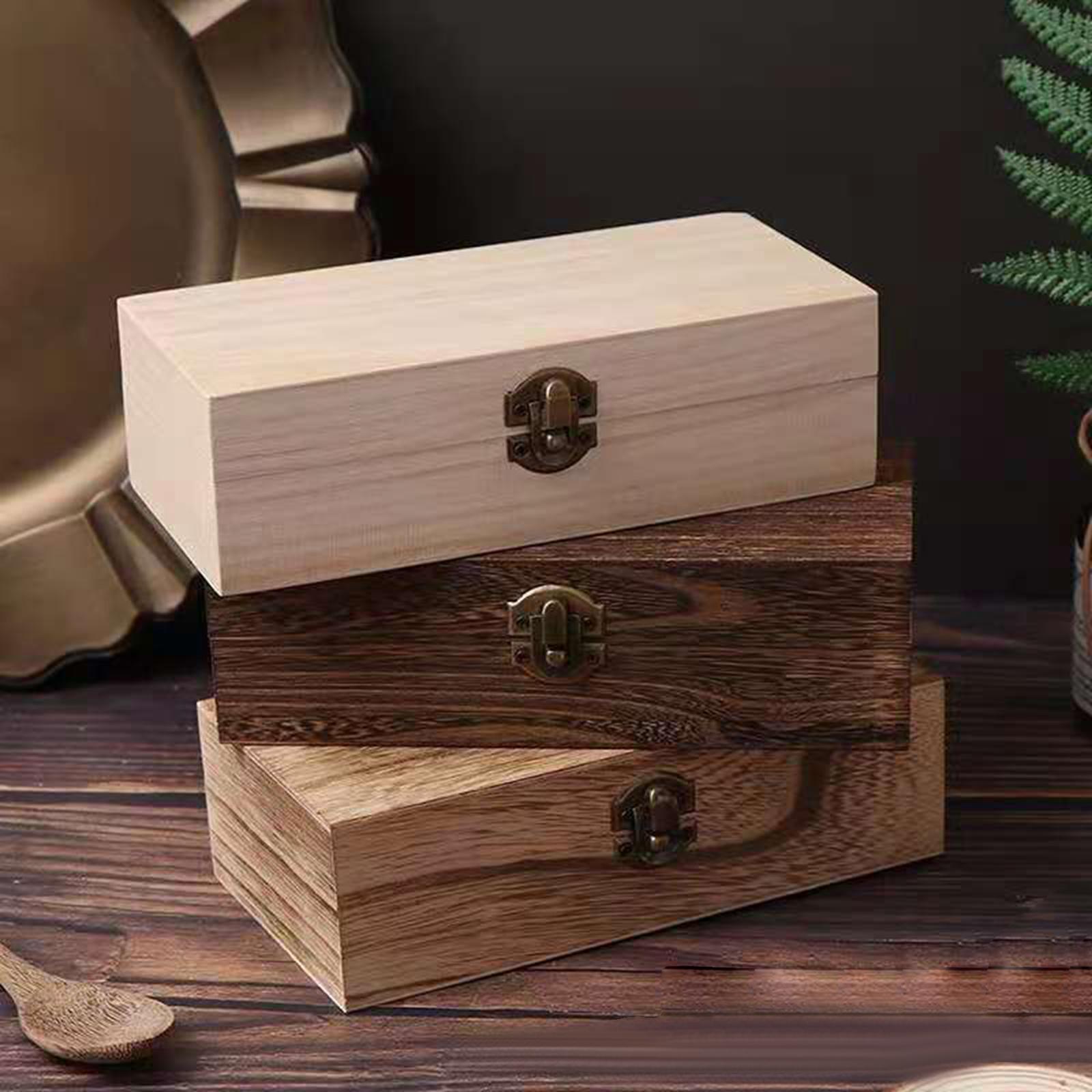 Wooden Storage Box Rectangular Organizer Empty Gift Packaging Box Wooden Box
