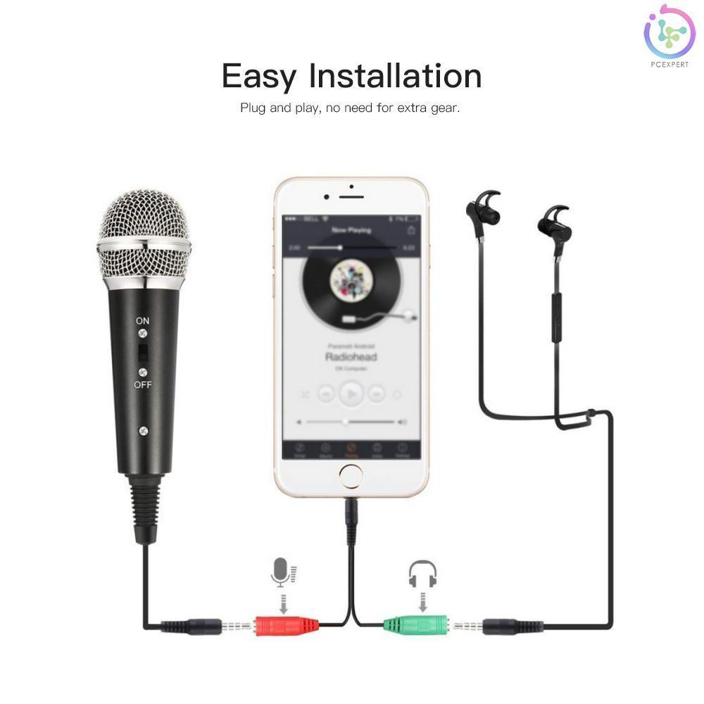 Bộ micro âm thanh có dây 3.5mm sử dụng cho KTV karaoke kèm giá đỡ cho PC điện thoại
