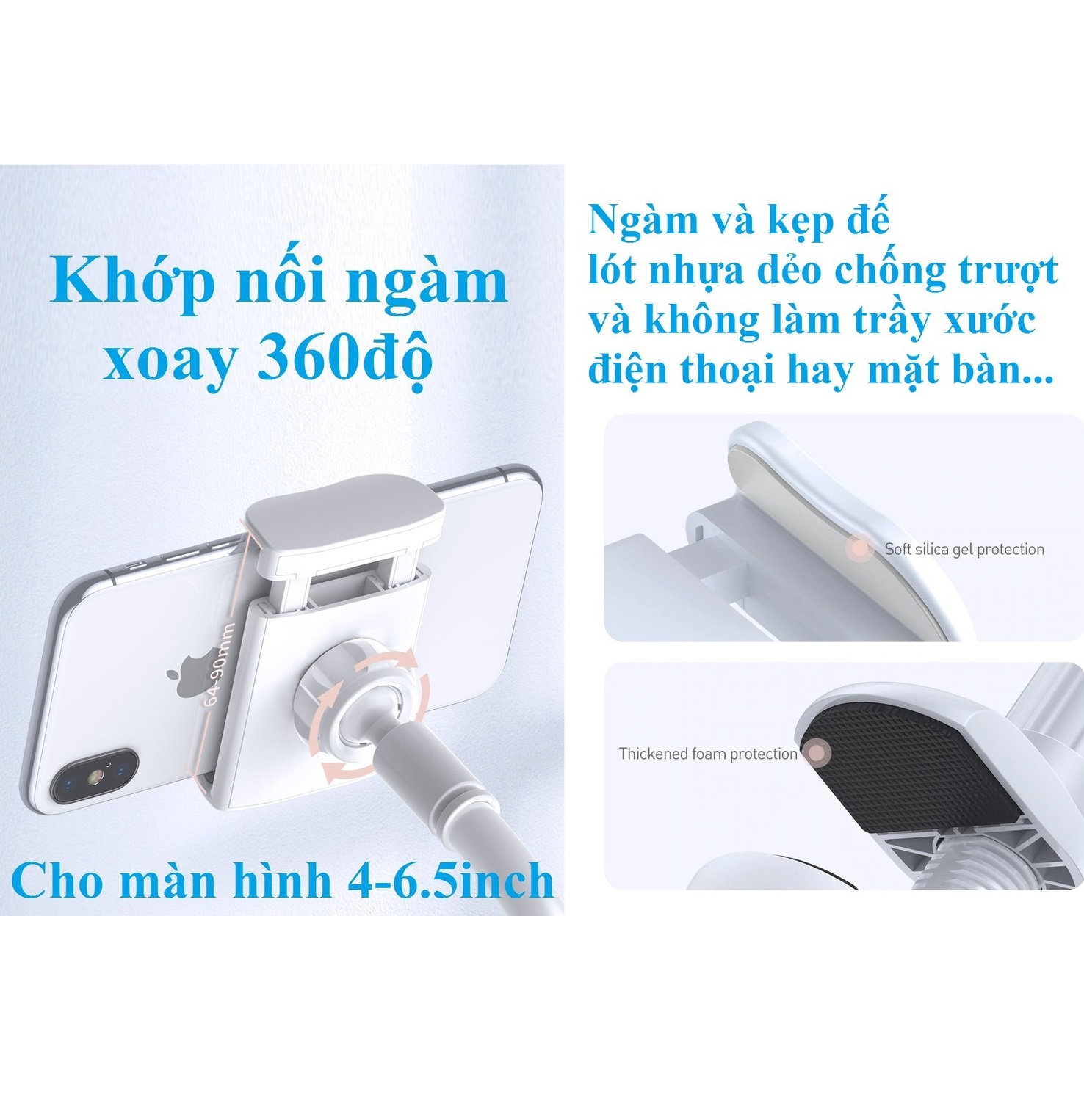 Kẹp Điện Thoại giá đỡ điện thoại đuôi khỉ kẹp bàn cao cấp Baseus Adjustment Lazy Holder _ Hàng chính hãng