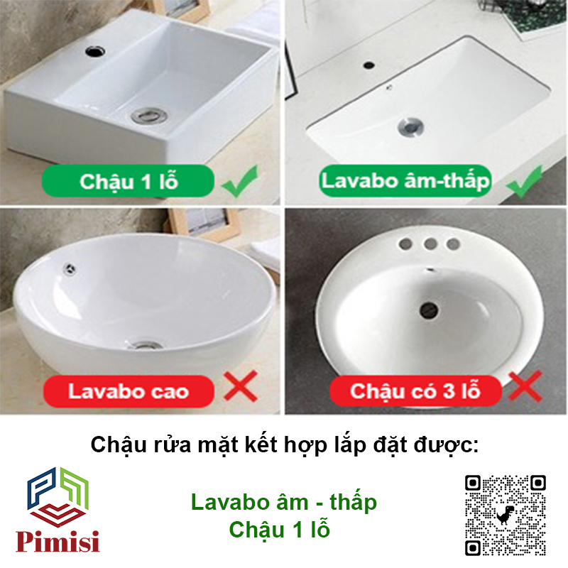 Vòi Chậu Liền Sen Pimisi Nóng Lạnh Cho Chậu Rửa Mặt Lavabo 1 Lỗ Làm Bằng Đồng Thau Mạ Xi Sáng Bóng Dùng Trong Phòng Tắm Nhỏ - Điều Chỉnh Nước Bằng Gật Gù Đầy Đủ Phụ Kiện Dây Bát Sen Tắm - Ống Xả Thải Và Dây Cấp Nước | Hàng Chính Hãng