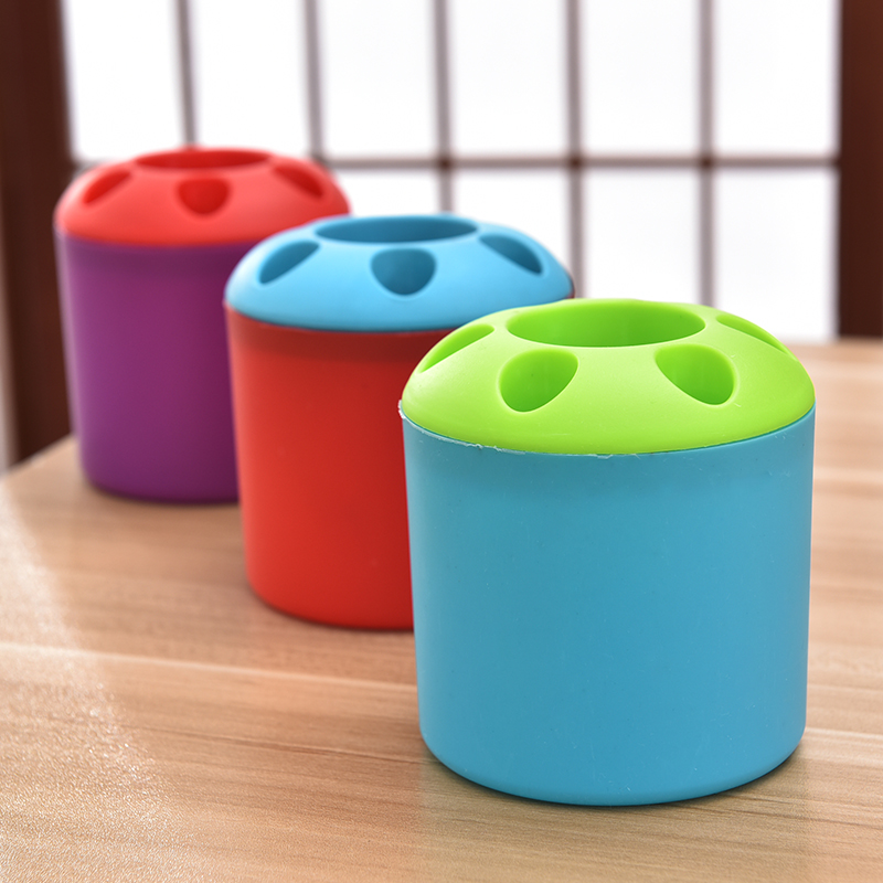 Bộ 02 chiếc cốc nhựa đa năng cắm bút,kéo,bàn chải, phụ kiện nhiều màu ( Tặng cột tóc quả bơ )
