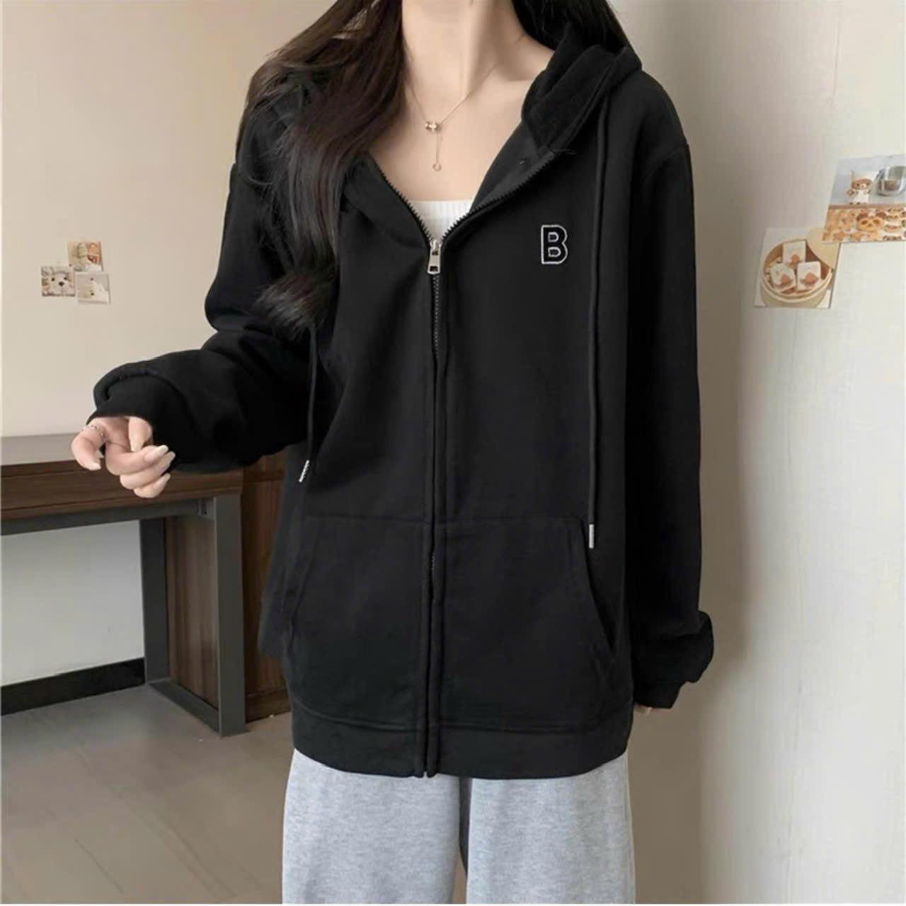 [FREESHIP] Áo Khoác Cardigan Nữ Với Chất Áo Form Rộng Và Dày Dặn Có In Chữ B Bao Sắc Nét Có Mũ Trùm Đầu Áo Đẹp Hàng Hot Trend HTM FASHION - xám