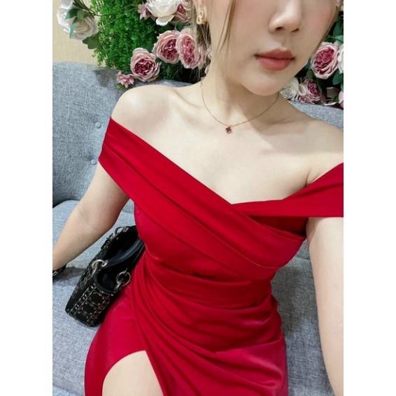 Đầm maxi bẹt vai xẻ đùi ivy fashion chất phi thun lụa - MS240Y đi biển dự tiệc dạo phố bigsize gợi cảm sexy