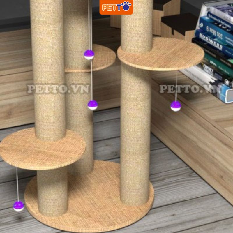 Trụ cào móng cho mèo CAO 92cm bằng GỖ - cat tree cho mèo leo trèo rất phù hợp với bé mèo năng động, tò mò CT031