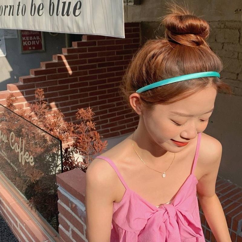 Băng đô cài tóc vải satin màu kẹo xinh xắn