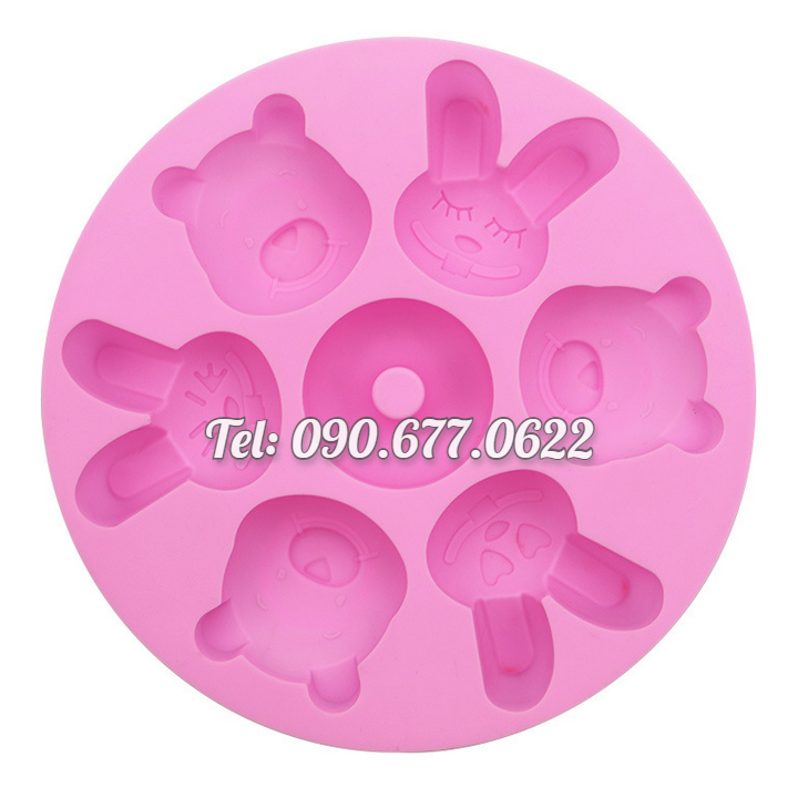 Khuôn silicone làm bánh, rau câu, socola 7 thỏ con, gấu Pooh – Mã số 1417