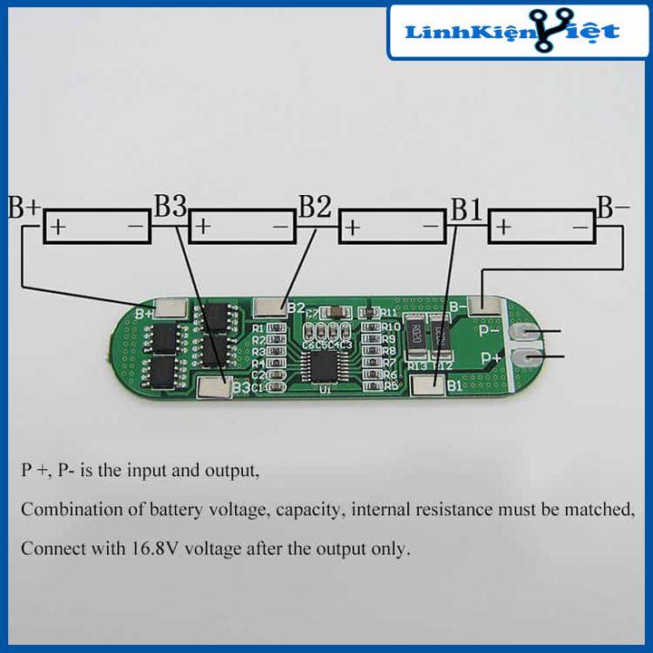 Module bảo vệ pin lithium 4 cell 16.8V dòng xả 6A