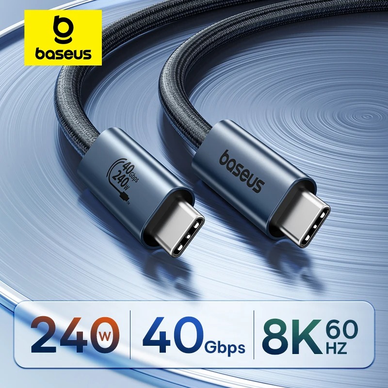 Cáp C to C xuất Video Baseus Flash Series 2 USB4 Full Featured Data Cable 40Gbps 240W 8K/60Hz - Hàng chính hãng