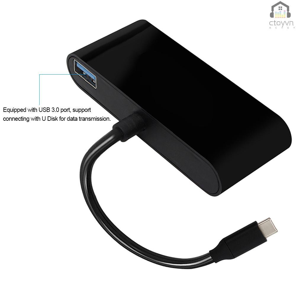 Bộ chuyển đổi USB-C Type-C sang HD VGA 3.5mm 3 trong 1 với cổng USB 3.0