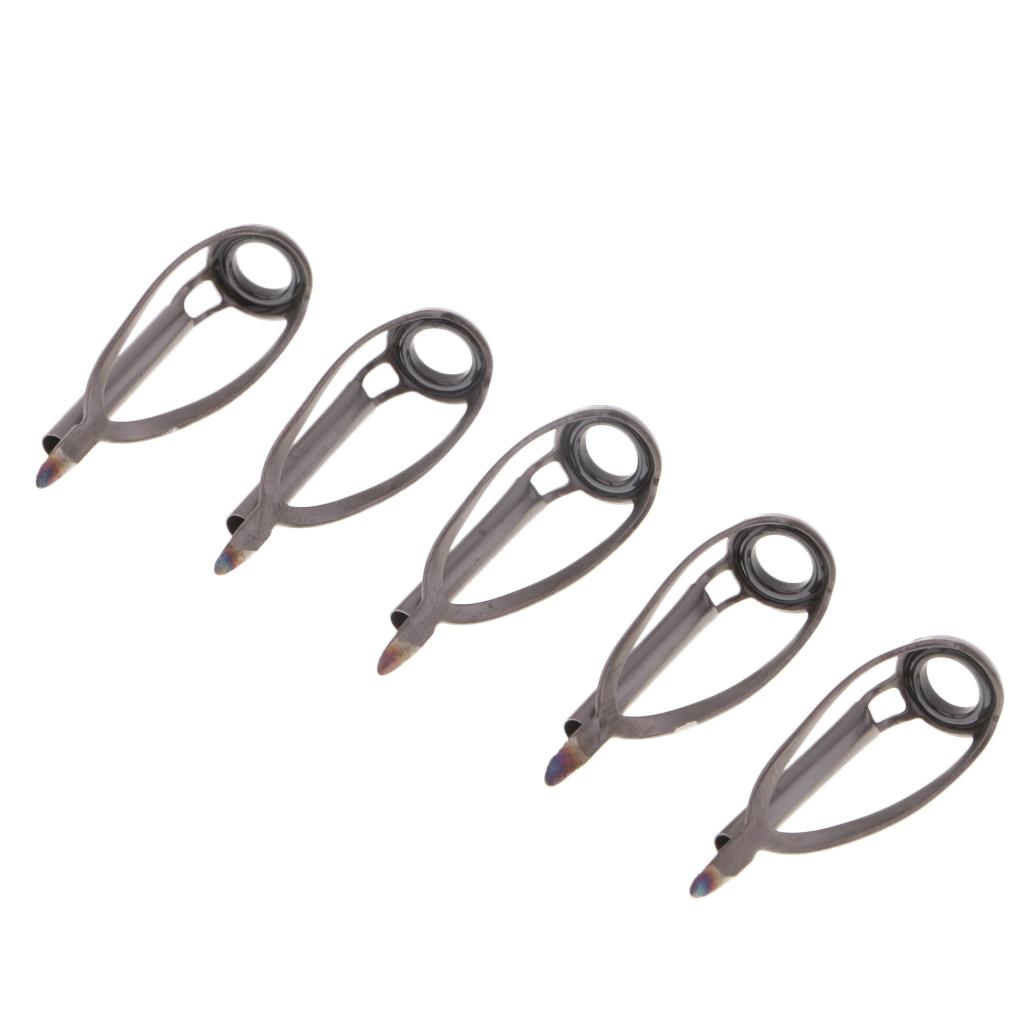 5pcs Stainless Steel Fishing Rod Guides Tips Top Eye Rings Rod Building Part