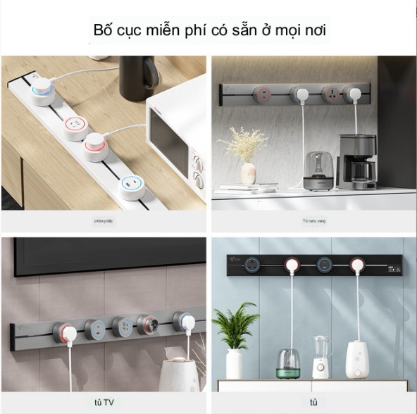 Ổ cắm điện thanh trượt thông minh ốp tường SmartHome Germany Tech 8000w 3 Socket