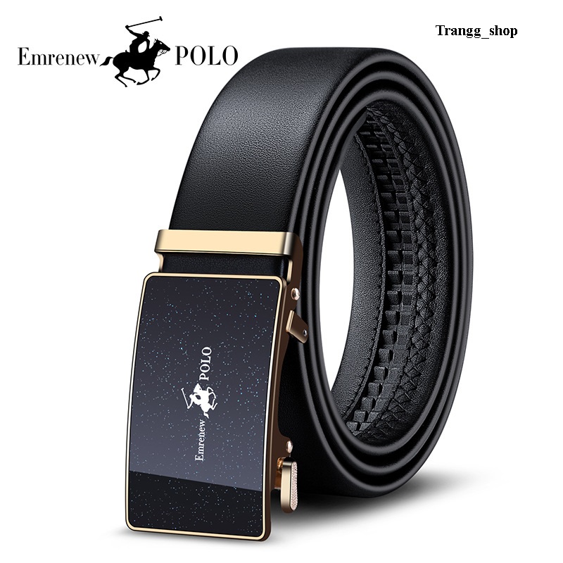 Thắt lưng da nam cao cấp EMRENEW POLO- dây nịt da bò 2 lớp -Full hộp đựng cao cấp
