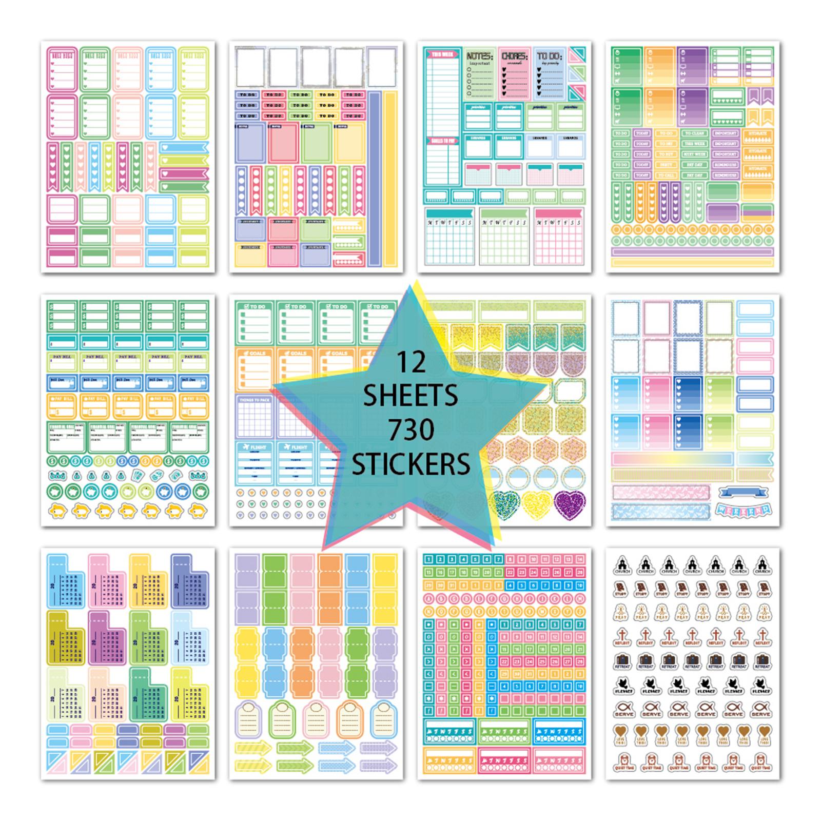 12 Sheets Essentials Planner Sticker Weekly Daily Schedule Sticker Planner Sticky Notes for DIY Calendar Planner Journal