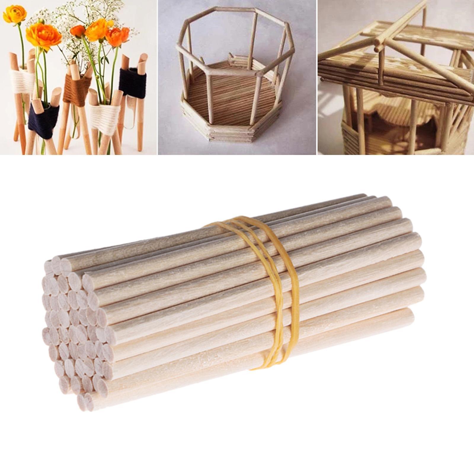 100Pcs  Sticks Wooden Dowel Poles Rods for Model Art DIY