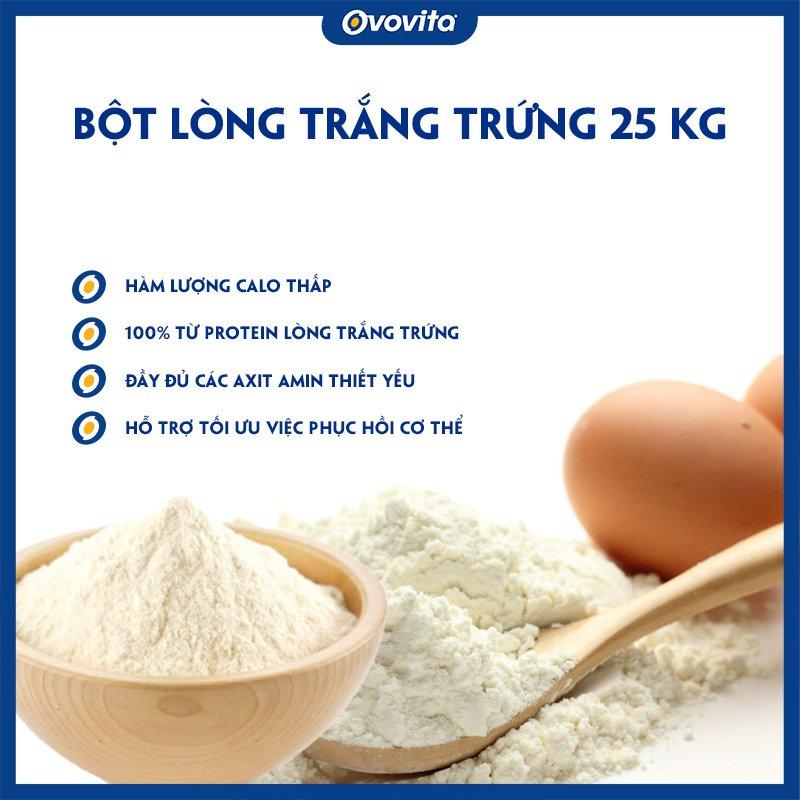 OVOVITA Bột Lòng Trắng Trứng Nguyên Chất Thùng 25kg Dùng Sản Xuất