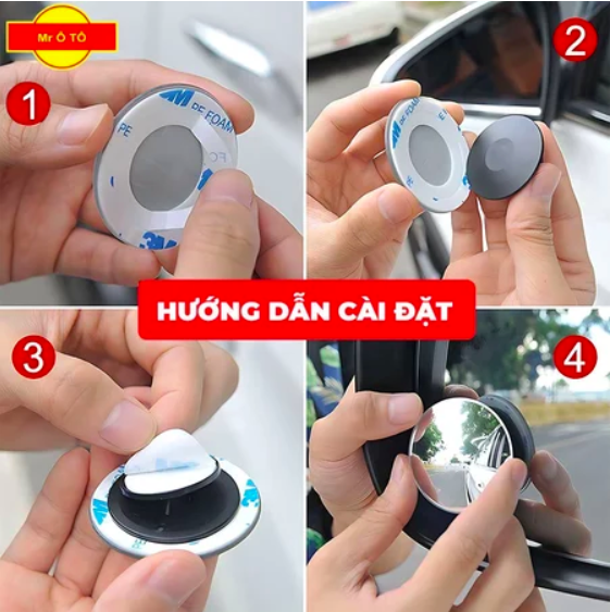 Gương Cầu Lồi Ô Tô Chỉnh 360 Độ Loại 1 MR.ÔTÔ Gắn Kính Chiếu Hậu Xe Hơi Mở Rộng Góc Nhìn, Xoá Điểm Mù Sáng Rõ GCL001