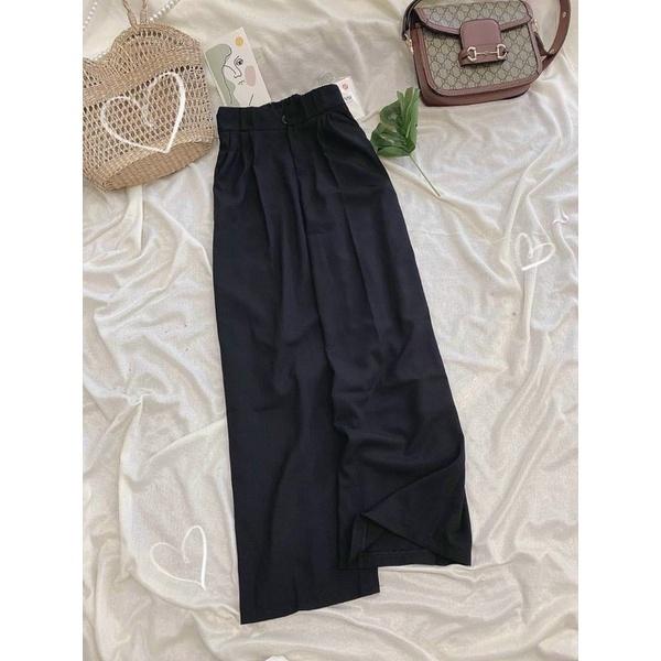 Quần Ống Suông Culottes Ulzang Dáng Dài - Quần ống Rộng Nữ Thiết Kế Cạp Cao Lưng Chun Chất Liệu Lụa Cát Hàn Cực Mềm Mịn