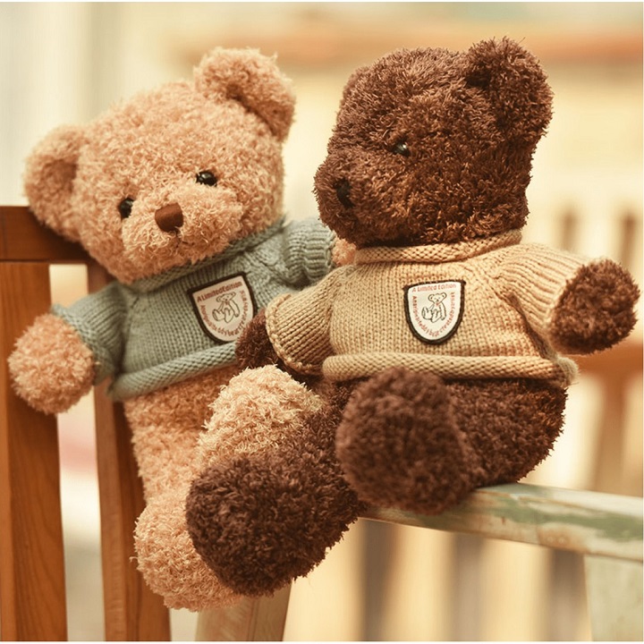 Gấu bông Teddy lông xoăn siêu dễ thương – Quà tặng thú nhồi bông Teddy Heads And Tales – Size 40 cm – Gối ôm cho bé ngủ ngon