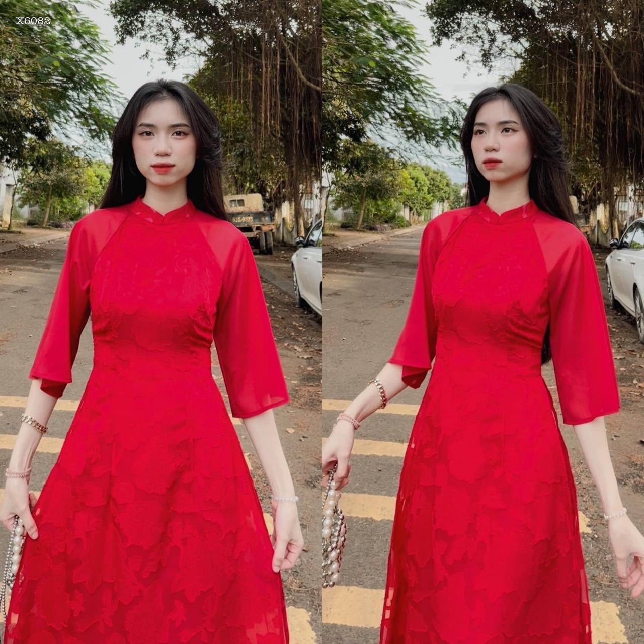 ÁO DÀI TRƠN CÁCH TÂN + QUẦN ỐNG RỘNG TẾT