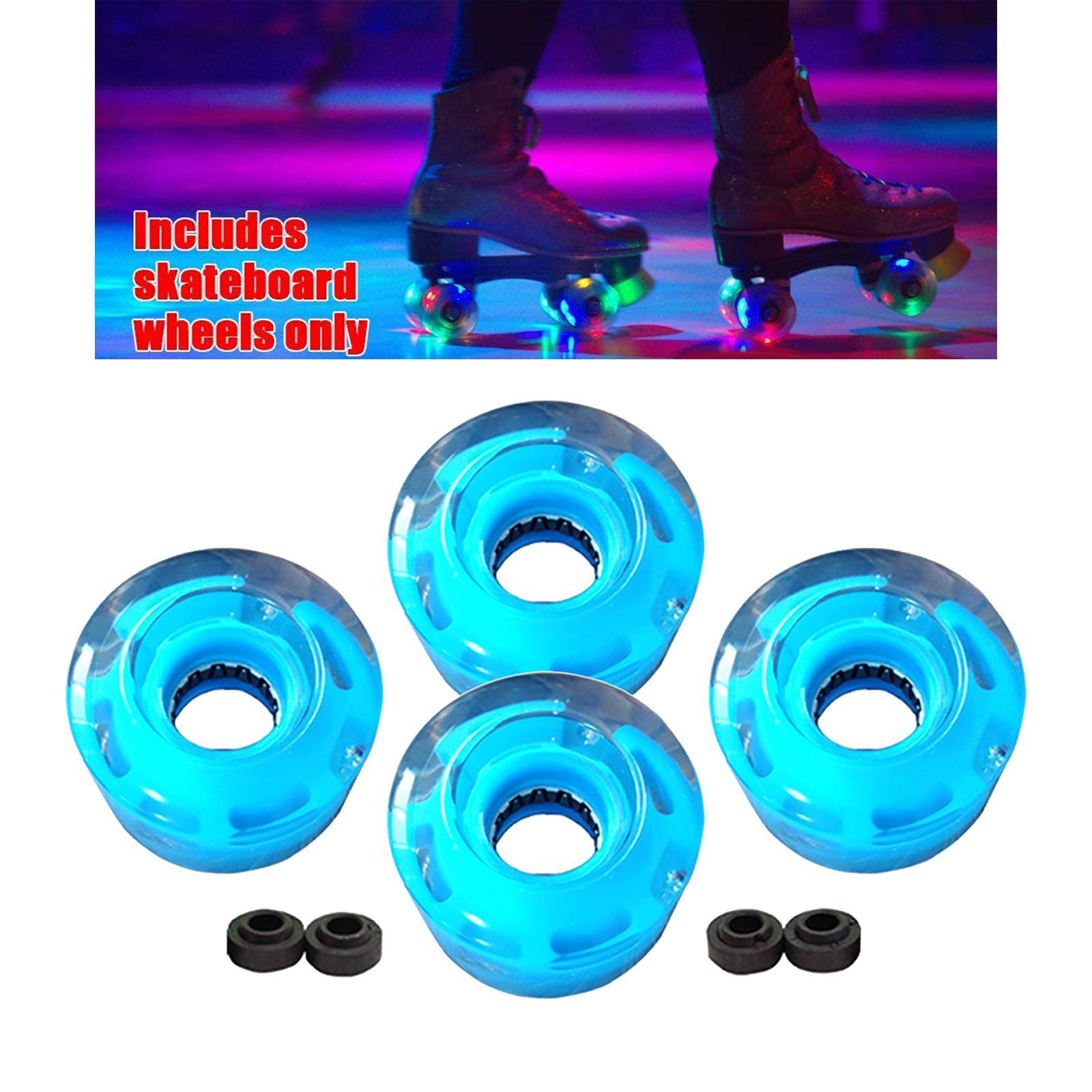 4pcs Roller Skate Wheels Light  Flash for Double Row Skating Blue