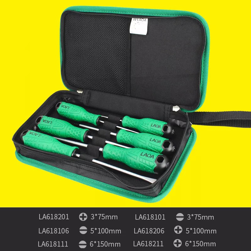 Bộ Tua vít 6 chiếc LAOA LA614306 chuyên dụng, thép hợp kim S2 siêu cứng, hàng chính hãng