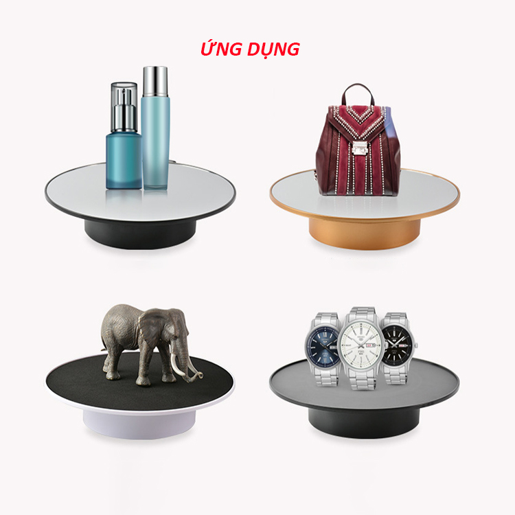Bàn Xoay Sản Phẩm 360 Độ Cắm Nguồn USB + Pin Đại/D Đường Kính 32cm Tải 10KG, Đế Xoay Trưng Bày Sản Phẩm