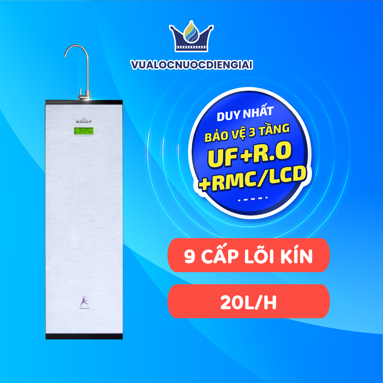 Máy Lọc Nước ROBOT RENO PRO 239GK-UR Tích Hợp Công Nghệ Lọc R.O + UF - Hàng Chính Hãng