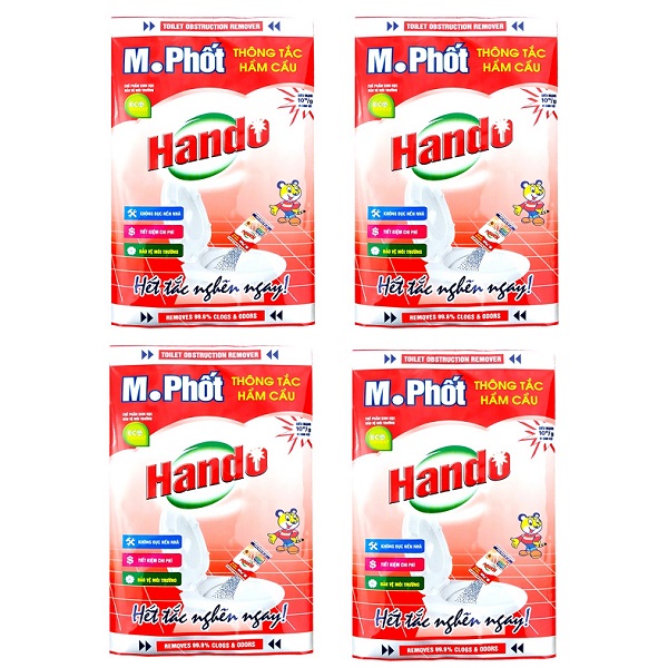 Bộ 4 gói bột thông tắc hầm cầu M. phốt 200g Hando