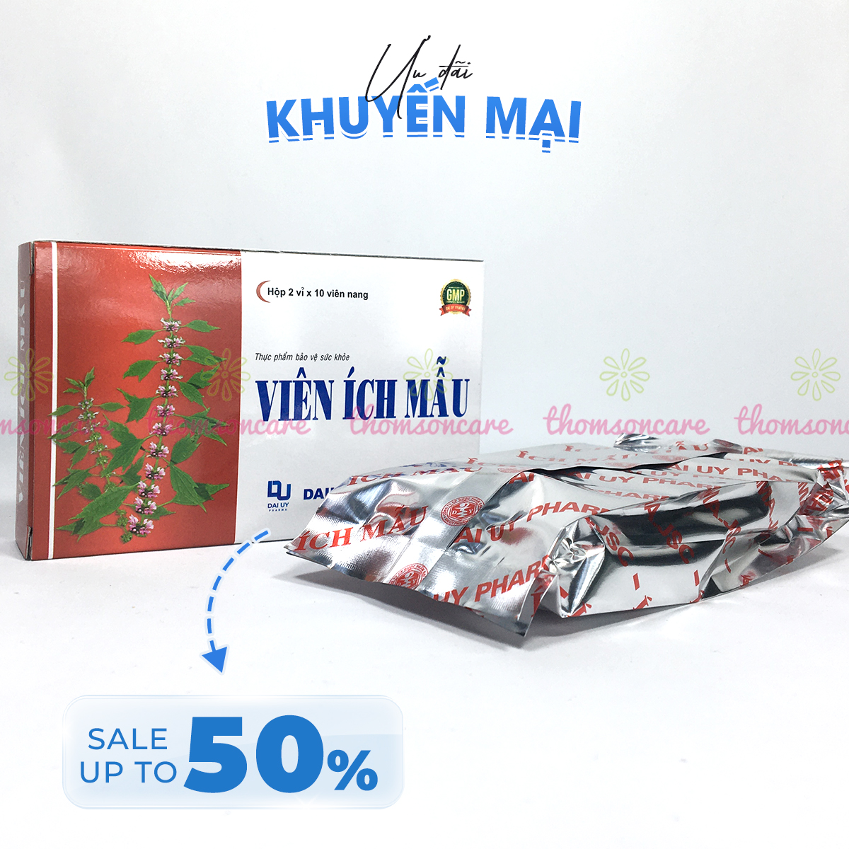 Viên uống Ích Mẫu Hộp 20 viên - Bổ huyết Điều Kinh giảm rối loạn kinh nguyệt Đ.Y