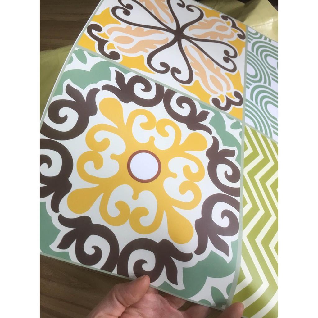 Decal dán bếp Decan dán tường Decal chống nước dán kính, nhà tắm - Decal gạch bông loại 1- BoxlineYellow