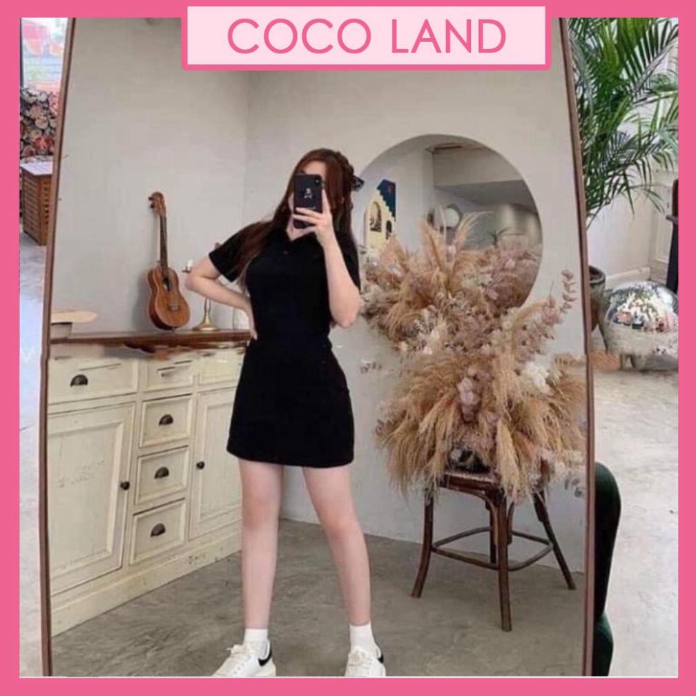 đầm polo dáng suông - váy xuông cổ sơmi chất cotton kéo giãn phong thái tươi trẻ V147 coco land chất đẹp deal tốt