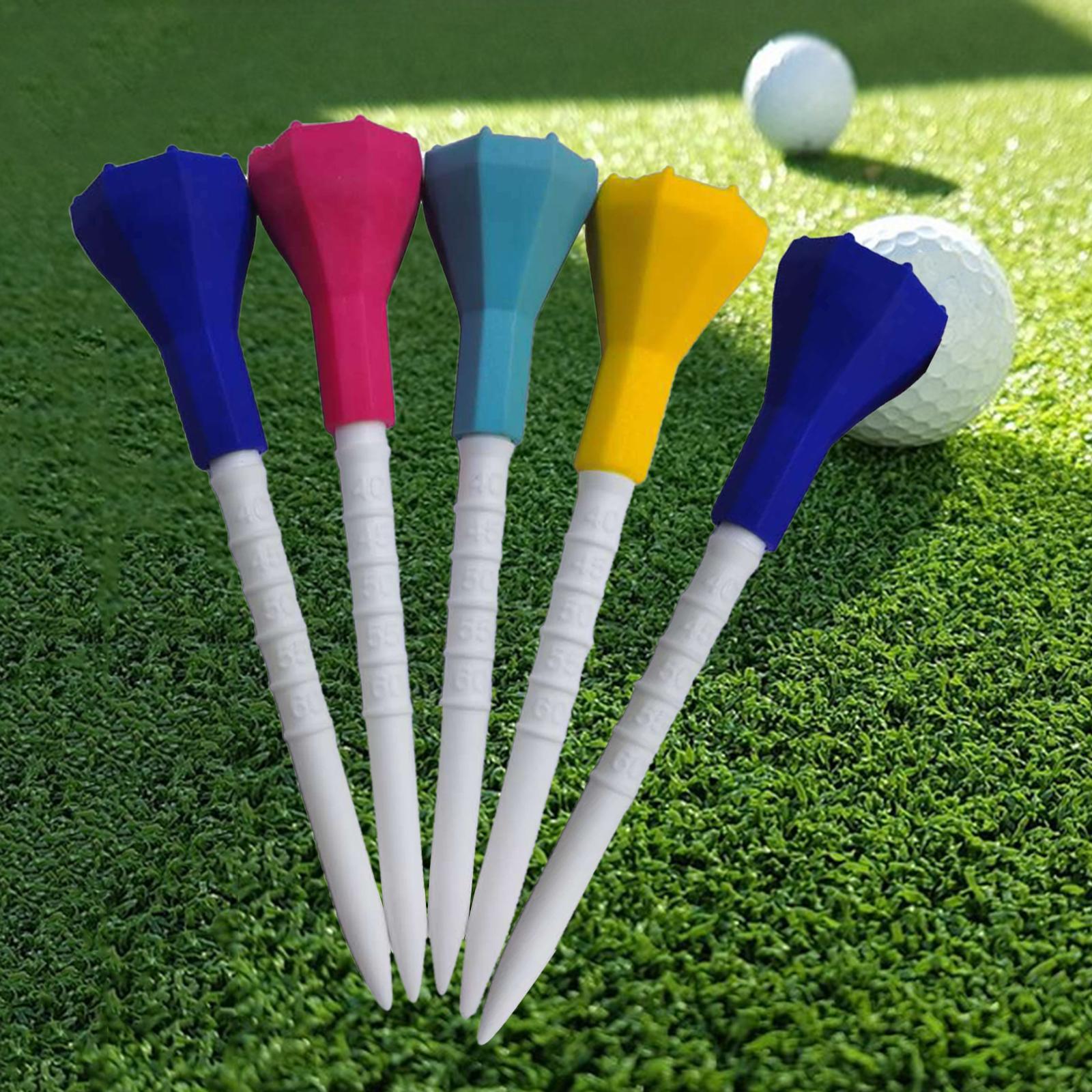 5 Pack Rubber Cushion Top Golf Tees 3.4inch Random Color Golf Practicing for Golfer