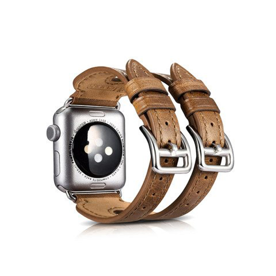 Dây Classic Double Buckle Cuff Genuine Leather cho Apple Watch - Hàng Chính Hãng