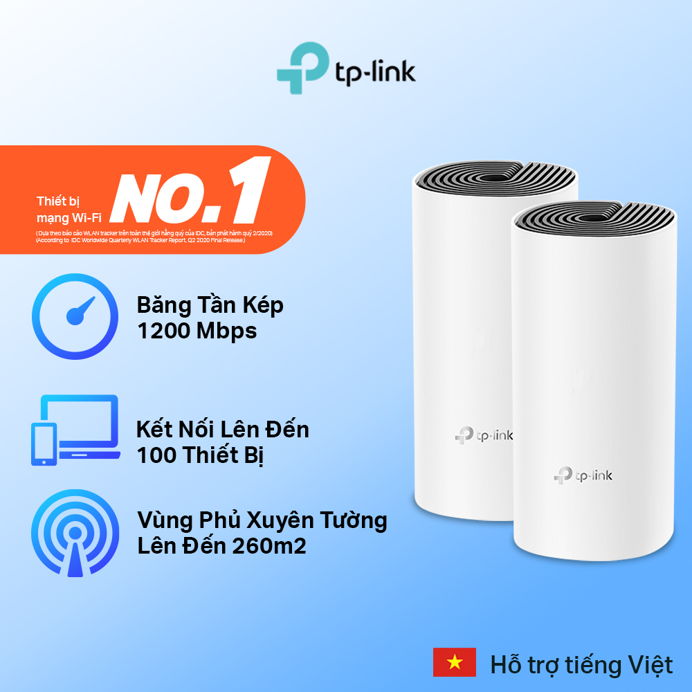 Hình ảnh Bộ Phát Wifi Mesh TP-Link Deco E4 (2-pack) Băng Tần Kép MU-MIMO AC1200 - Hàng Chính Hãng