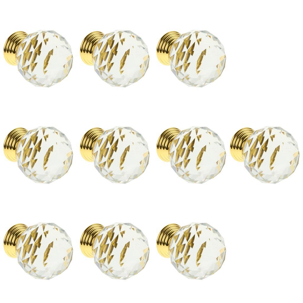 10pcs Glass Diamond Door Knob Drawer Dresser Pull Handle Cabinet Hardware