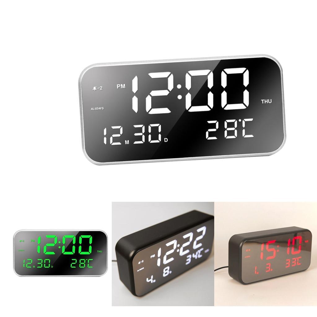 Adjustable LED Music Alarm Clock Electronic Digital Clock Black_red light