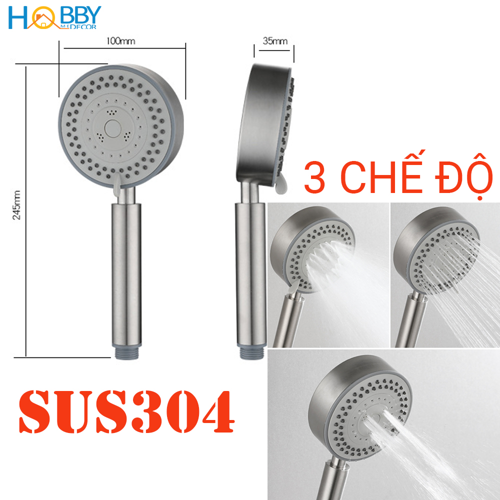 Vòi sen tắm tăng áp 5 chế độ phun kèm dây dẫn giá treo Hobby Home Decor BST1 inox 304 dây sen tùy chọn