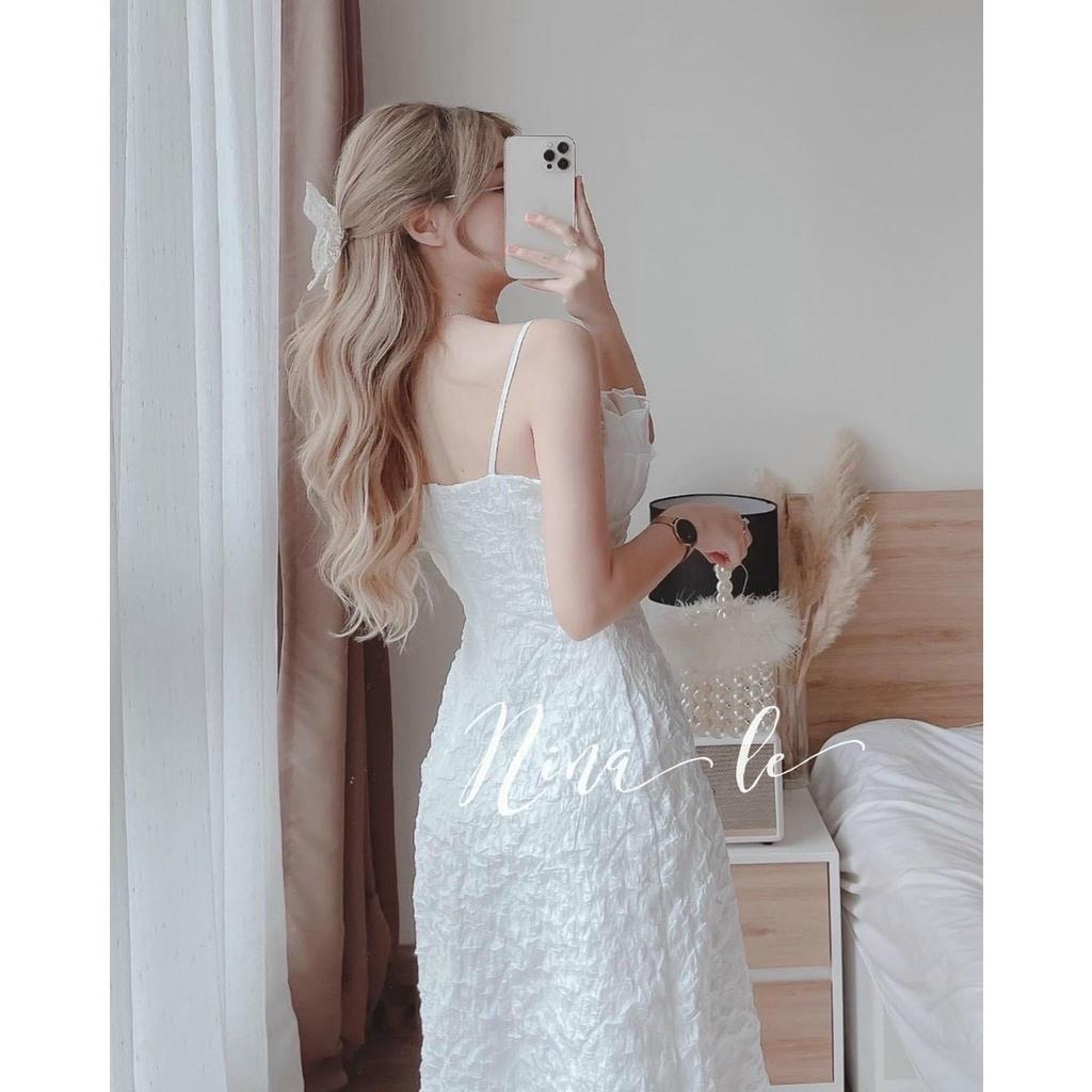 Đầm xòe hai dây bèo ngực bánh bèo siêu xinh