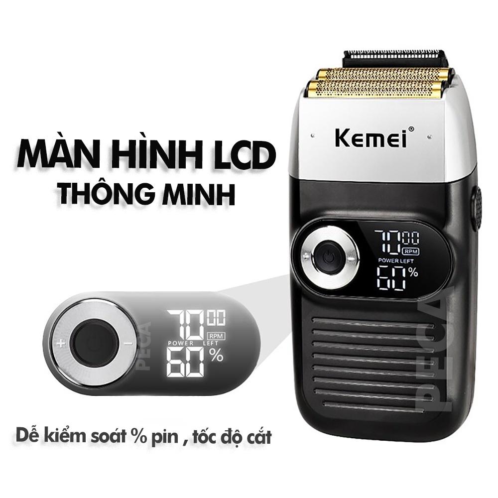 Hình ảnh Máy cạo râu lưỡi kép 3 mức tốc độ Kemei KM-2026 màn hình LCD, công suất 5w mạnh mẽ dùng cạo trắng fade tóc, cạo trọc đầu tặng kèm lưỡi dự phòng