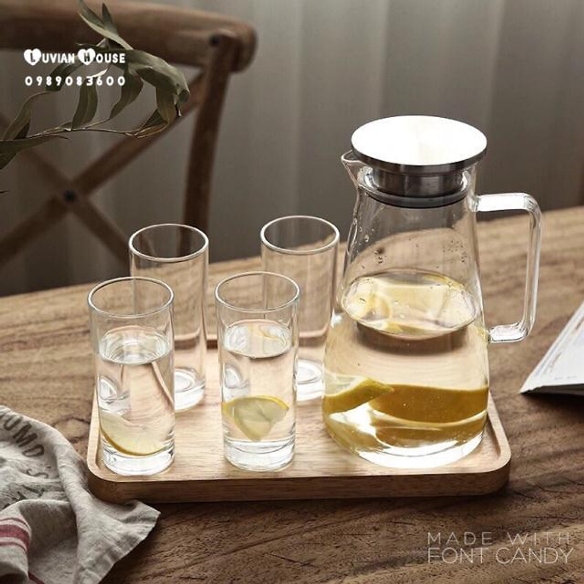 Bình nước thủy tinh chịu nhiệt 1400ml & 1800ml
