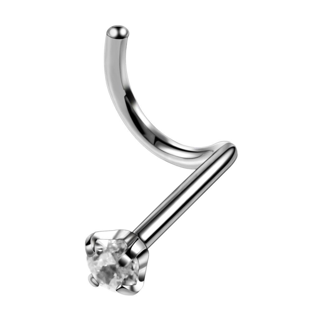 Multicolor Zircon Curved Nose Studs Bar Ring Body Piercing Jewelry 9Pcs 20g