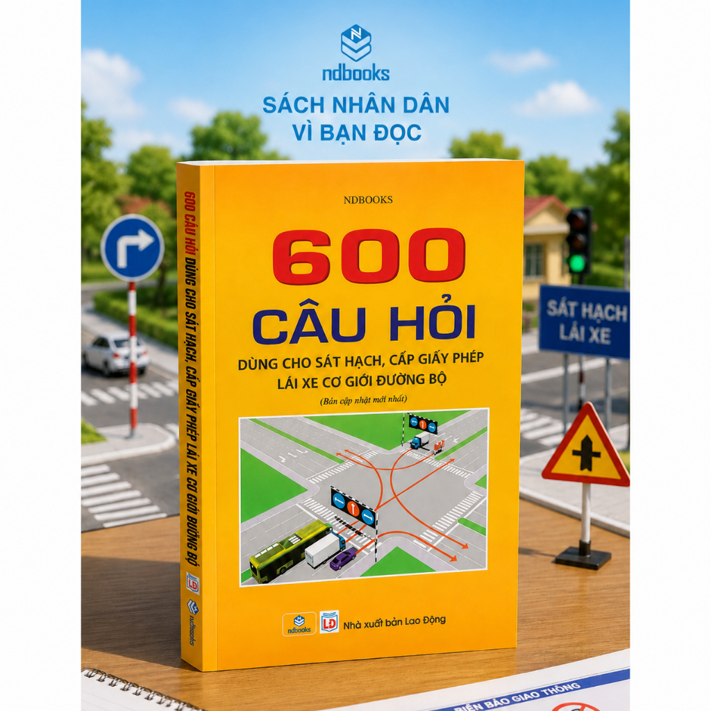 Sách - 600 câu hỏi dùng cho sát hạch, cấp giấy phép lái xe cơ giới đường bộ( Bản cập nhật mới nhất 2025 ) - ndbooks