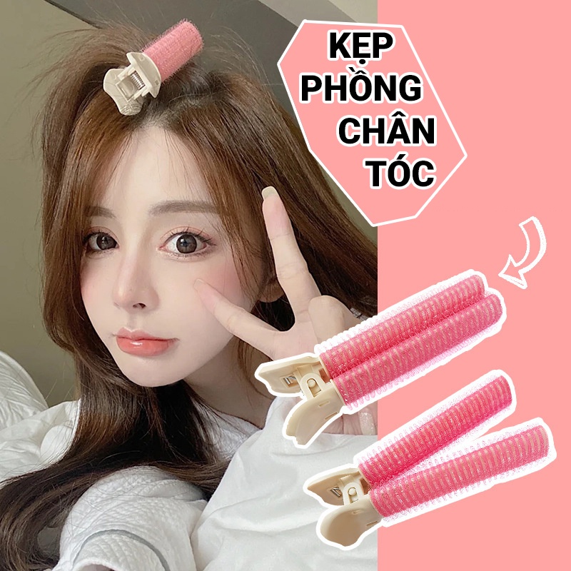 Kẹp phồng chân tóc mái -Lô uốn tự dính mái bay nữ đẹp phong cách Hàn Quốc (FULLBOX SET 2C)