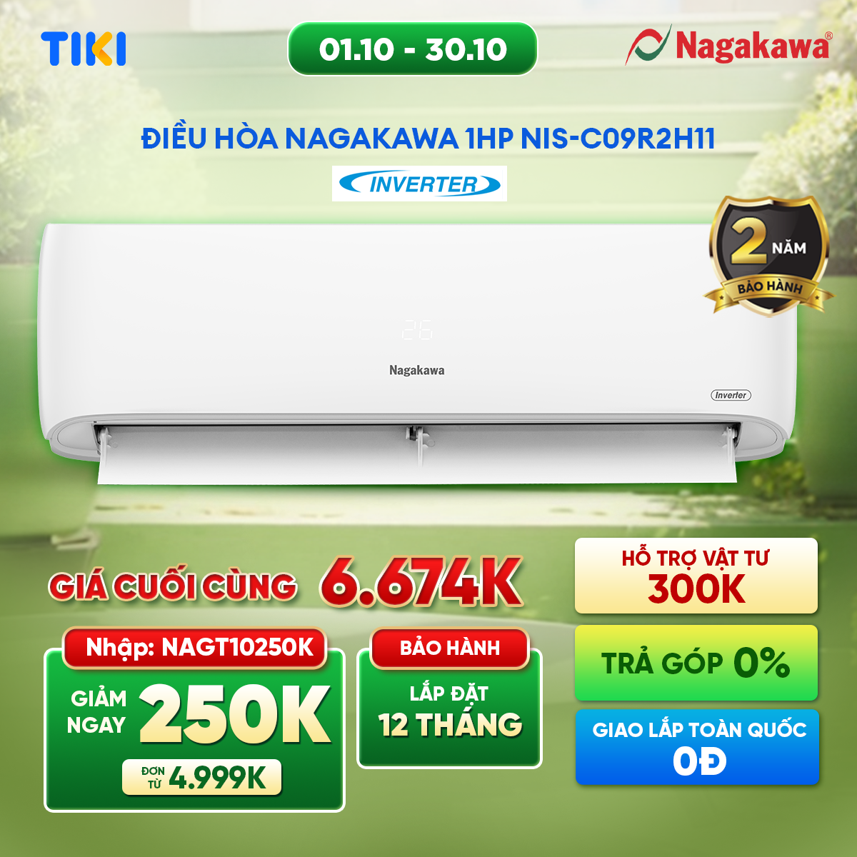 Điều hòa 1 chiều inverter 9000BTU/H NIS-C09R2H11 - Giao hàng toàn quốc - Hàng chính hãng